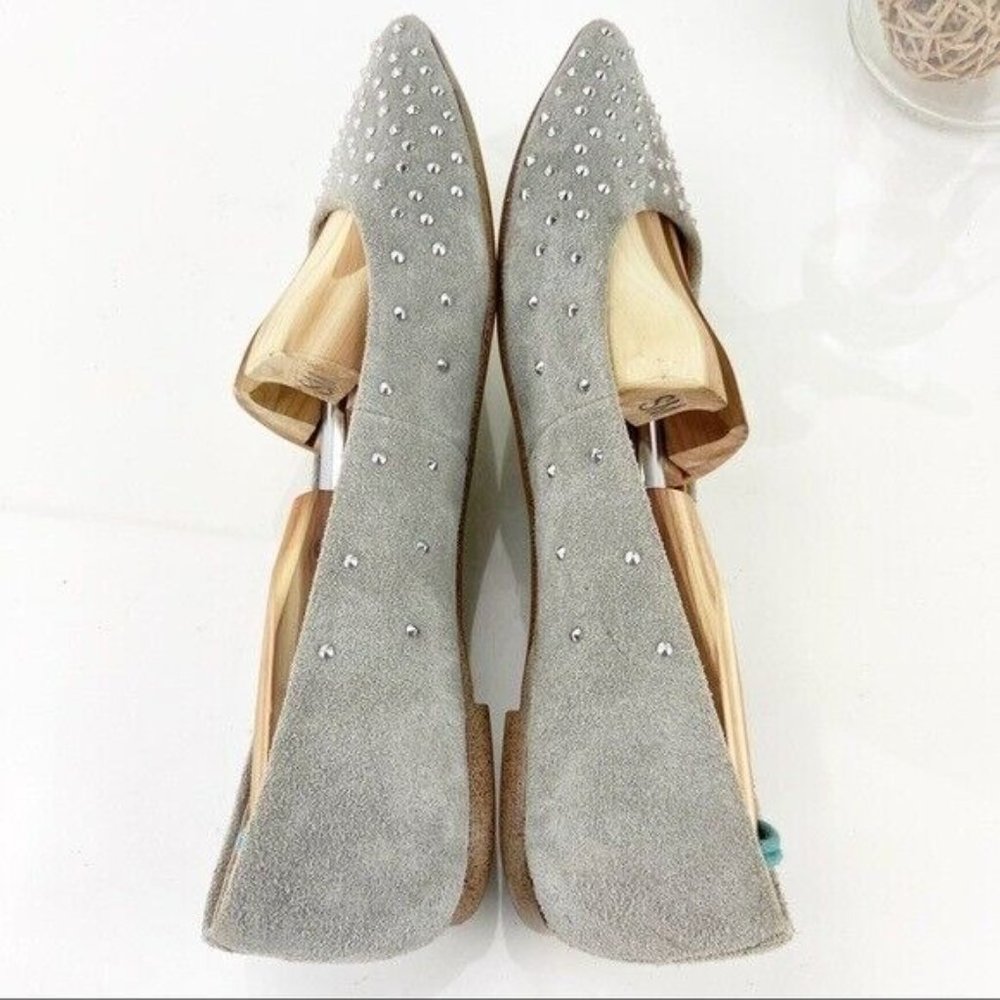 J Crew Women's Ballet Flat Size 8.5 Pointed Suede Light Gray Silver Beads Comfy - Picture 9 of 12